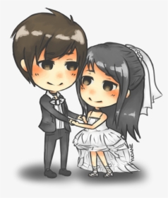 Anime Chibi Wedding Couple , Png Download - Anime Chibi Couple Png, Transparent Png, Transparent PNG