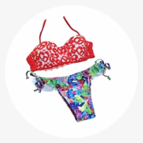 Women S Swimwear In Two Parts With Red Lace - Bikini, HD Png Download, Transparent PNG