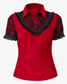 Gothic Red Velvet Lace Collar Shirt - Blouse, HD Png Download, Transparent PNG