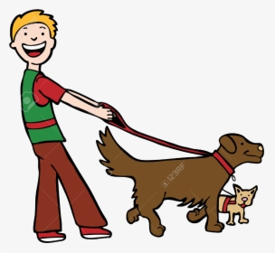 Dog Walking Man Clipart Free Best Transparent Png - Man Walking Dog  Clipart, Png Download , Transparent Png Image - PNGitem