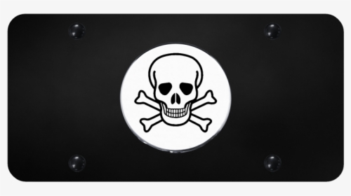 Au-tomotive Gold Skull Chrome On Black Plate - Skull And Crossbones, HD Png Download, Transparent PNG