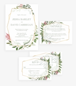 Botanical Wedding Invitation Set - Geometric Flower Invitation Template, HD Png Download, Transparent PNG
