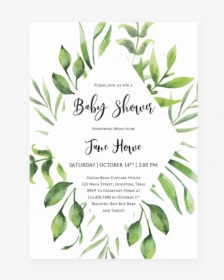Fern And Leaves Baby Shower Invitation Template By - Baby Shower, HD Png Download, Transparent PNG