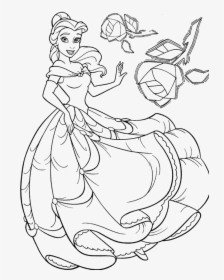 Disney Princess Belle Coloring Pages To Kids Related - Drawing Princess Beauty And The Beast, HD Png Download, Transparent PNG