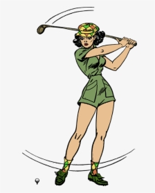Female, Golf, Golfer, Pinup, Retro, Woman - Female Golfer Transparent Background, HD Png Download, Transparent PNG