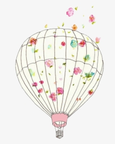 Art Pink Floral Transparent Bubblegum Overlay Hot Air - Cute Hot Air Balloon, HD Png Download, Transparent PNG