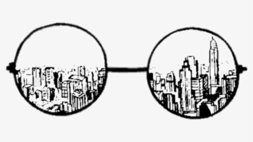 Tumblr Glasses Sticker - Glasses With View Drawing, HD Png Download, Transparent PNG