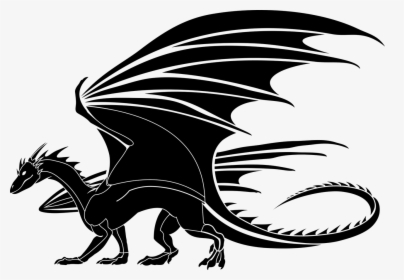 Dragon, Dragoon, Black, No Background, Wings, Tail - Dragons Clipart Black And White, HD Png Download, Transparent PNG