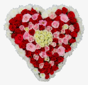 Heart, Flowers, Roses, Love, Birthday, Bouquet - Heart With Red White And Pink Roses, HD Png Download, Transparent PNG