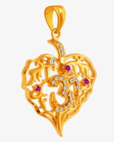22kt Yellow Gold, American Diamond And Ruby Pendant - Locket, HD Png Download, Transparent PNG