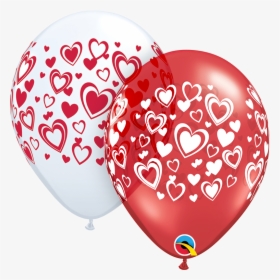 Latex Red Balloons With White Hearts, HD Png Download, Transparent PNG