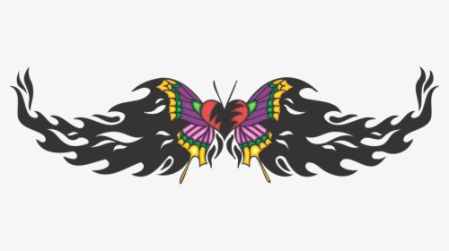 Tribal Butterfly Tattoo Colored Decal - Tattoo Color Png Transparent, Png Download, Transparent PNG