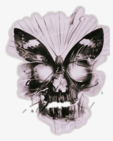#skull #butterfly #tattoo #death #decoration - Skull Drawing, HD Png Download, Transparent PNG