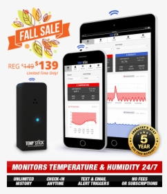 Temp Stick Wifi Temperature Monitor By Ideal Sciences - Temperature Sensor Wifi Phone, HD Png Download, Transparent PNG