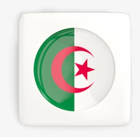 Square Icon With Round Flag - Algeria Flag Square, HD Png Download, Transparent PNG