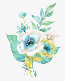Aqua Mint Flowers Png - Vector Watercolor Flower Png, Transparent Png, Transparent PNG