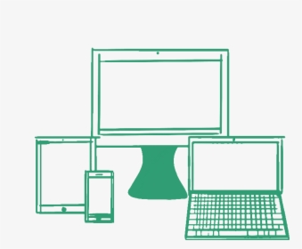 Green Hand-drawn Illustration Of A Tablet, Desktop - Parallel, HD Png Download, Transparent PNG