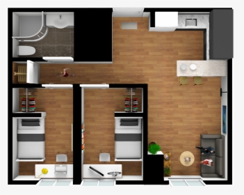 2 Bedroom 3d Floor Plan, HD Png Download, Transparent PNG