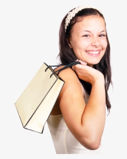 Happy Smiling Woman Hold Shopping Bag Png Image - Woman With Shopping Bag Png, Transparent Png, Transparent PNG