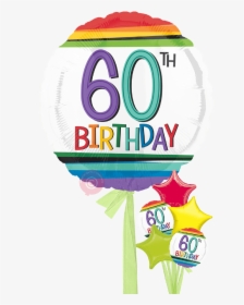 Inflated Num 60 Rainbow 60th Birthday Balloons - 60th Balloon Cartoon, HD Png Download, Transparent PNG