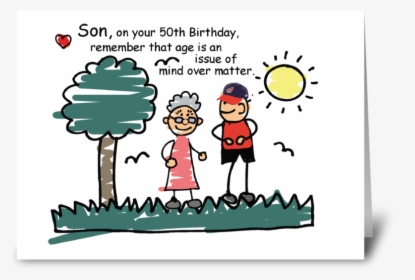 Son 50th Birthday Humorous Stick Figures Greeting Card - Happy Birthday Son Humour, HD Png Download, Transparent PNG