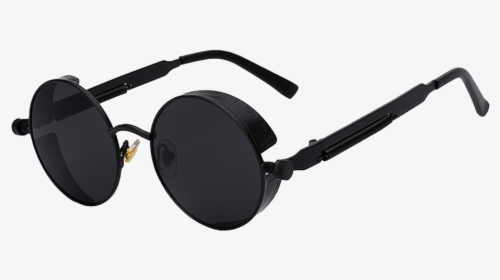 Round Metal Steampunk Sunglasses , Png Download - Round Black Sunglasses Mens, Transparent Png, Transparent PNG