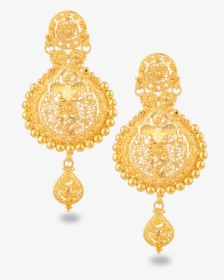 Jali 22ct Gold Filigree Earring - Pc Chandra Latest Design Of Gold Earrings, HD Png Download, Transparent PNG