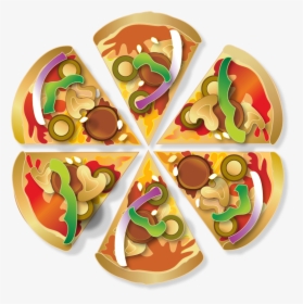 Pizza Vector 6 Slice - Pizza 6 Slice Cartoon, HD Png Download, Transparent PNG