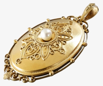 Transparent Gold Filigree Png - Vintage Gold Pearl Locket, Png Download, Transparent PNG
