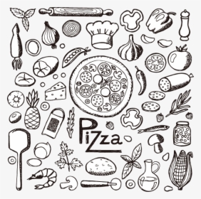 Vector Doodle Food - Pizza Elements, HD Png Download, Transparent PNG