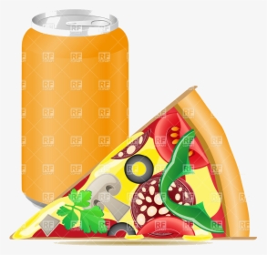 Soda Pizza And Aluminum Cans With Vector Image Illustration - Pizza And Pop Clip Art, HD Png Download, Transparent PNG