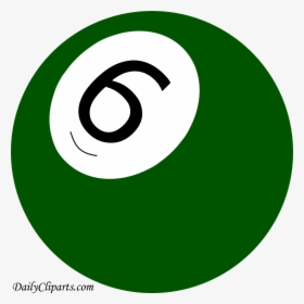 Number 6 Pool Ball Green Color Clipart Icon - Circle, HD Png Download, Transparent PNG