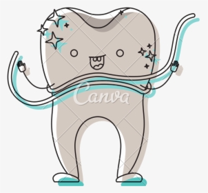 Clip Art Floss Teeth Clipart - Dientes Y Seda Dental Animada, HD Png Download, Transparent PNG