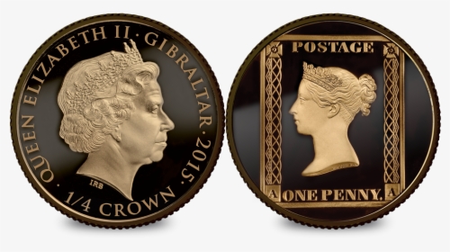 The Original 1840 Penny Black Stamp & 1/4 Oz Gold Coin - Penny Black Stamp, HD Png Download, Transparent PNG