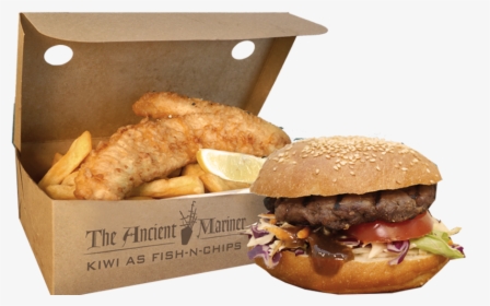 Fish And Chips Png -fast Food, Hd Png Download - Ancient Mariner Hamburger, Transparent Png, Transparent PNG