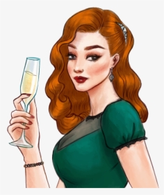 Euclidean Vector Woman Female Vintage Clothing - Girl With Champagne Clipart, HD Png Download, Transparent PNG