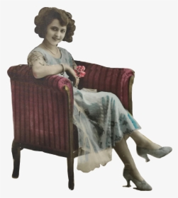 #retro #vintage #old #poster #woman #armchair #furniture - Sitting, HD Png Download, Transparent PNG