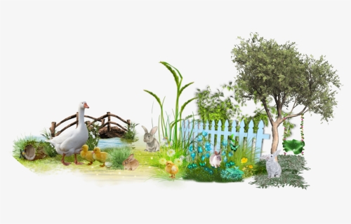 #easter #grass #scenery #ducks #tree #bridge #animals - Grass, HD Png Download, Transparent PNG