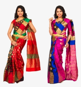 Adhisayaa 2 Banarasi Cotton Silk Sarees Collections - Silk Sarees Model Hd, HD Png Download, Transparent PNG
