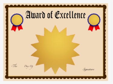Clip Art Award Templates Free - Award Of Excellence Certificate Template Free, HD Png Download, Transparent PNG