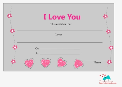 Love Certificate With Hearts And Flowers - Love Certificate For Girlfriend, HD Png Download, Transparent PNG
