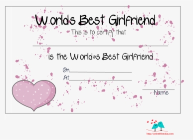 Certificate For The Best Girl Friend, HD Png Download, Transparent PNG