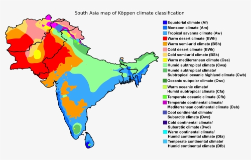 South Asia Map Of Köppen Climate Classification - Climatic Zones Of India, HD Png Download, Transparent PNG