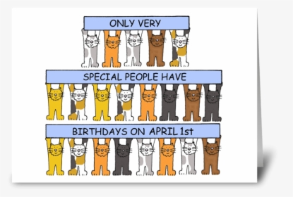 April 1st Birthday Fun Cats - October Birthday Card, HD Png Download, Transparent PNG