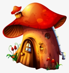 Mushrooms Clipart Button Mushroom - Mushroom House Clipart, HD Png Download, Transparent PNG