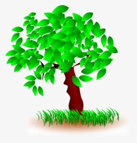 Tree, Leaves, Grass, Nature, Wood, Green - Tree With Leaves Clipart, HD Png Download, Transparent PNG