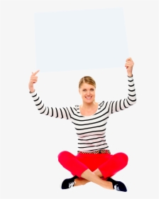 Girl Holding Banner Png Image - Holding Girl In Hand Png, Transparent Png, Transparent PNG