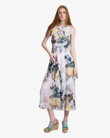 Women Stylish Floral Maxi Dress - Floral Dress Women Png, Transparent Png, Transparent PNG