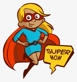 Mother Child Woman Cartoon Sticker - Super Mom Clip Art, HD Png Download, Transparent PNG