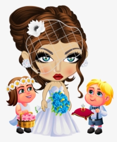 White Wedding Dress Sw2017, Flower Girl & Ring Boy - Cartoon, HD Png Download, Transparent PNG